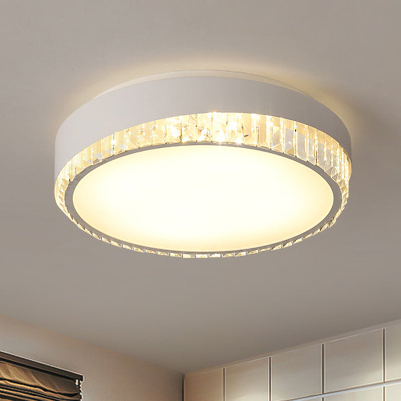 Lampada da soffitto a LED da 16,5"/20,5" W Semplice illuminazione rotonda in cristallo con montaggio ad incasso in bianco per camera da letto, luce calda/bianca/3 colori