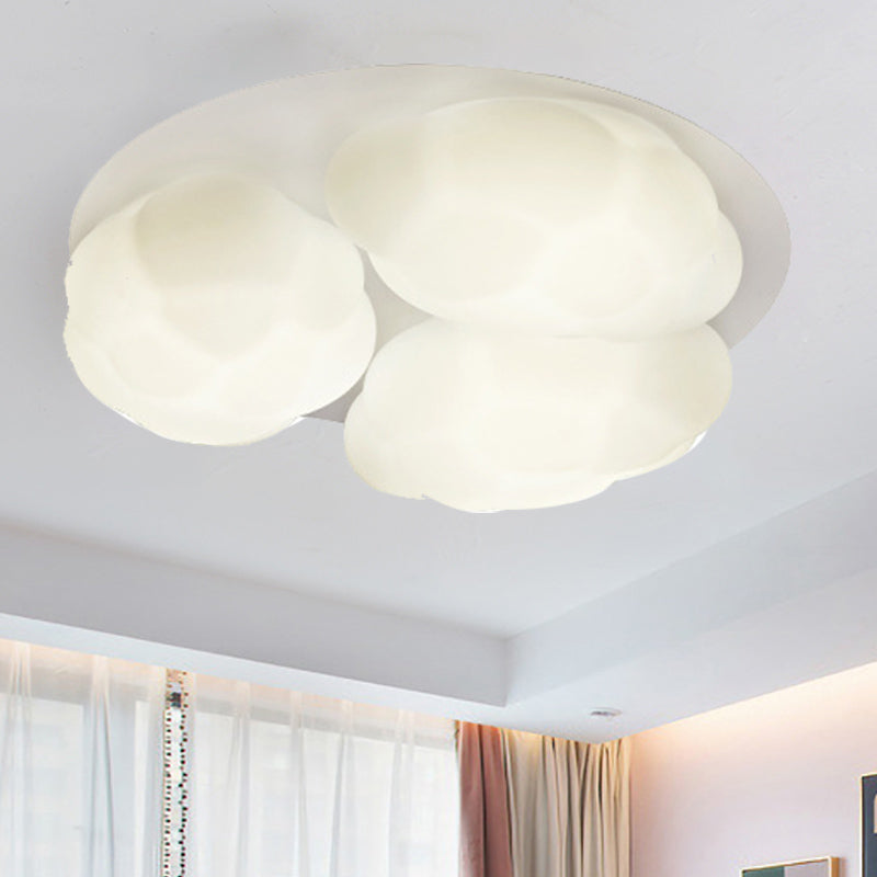 Cloud Shade Bedroom Flushmount Lighting Plastic 3 Lights Minimalism Style Ceiling Mounted Light