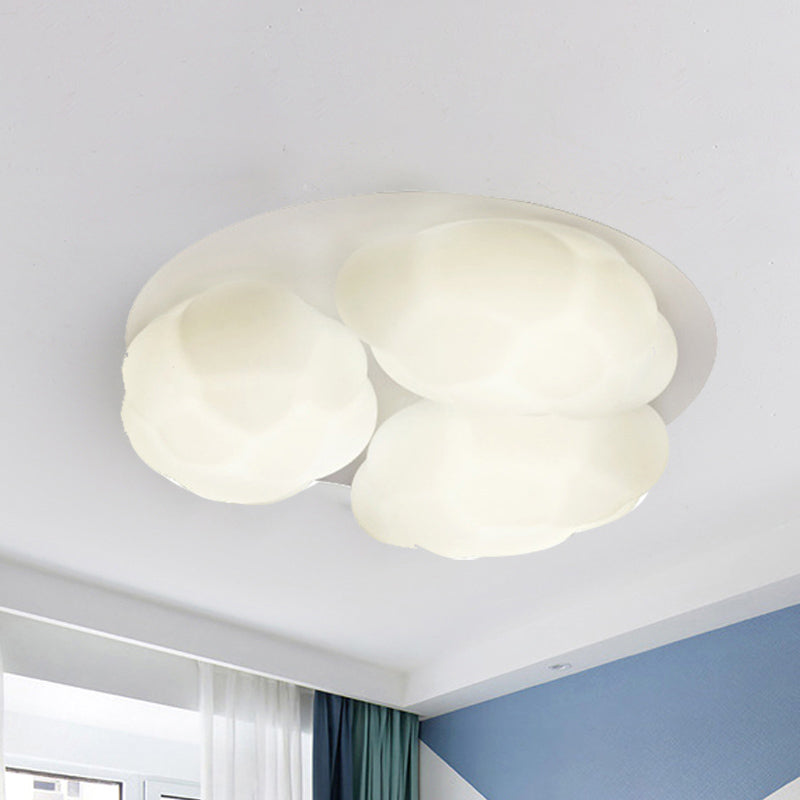 Cloud Shade Bedroom Flushmount Lighting Plastic 3 Lights Minimalism Style Ceiling Mounted Light