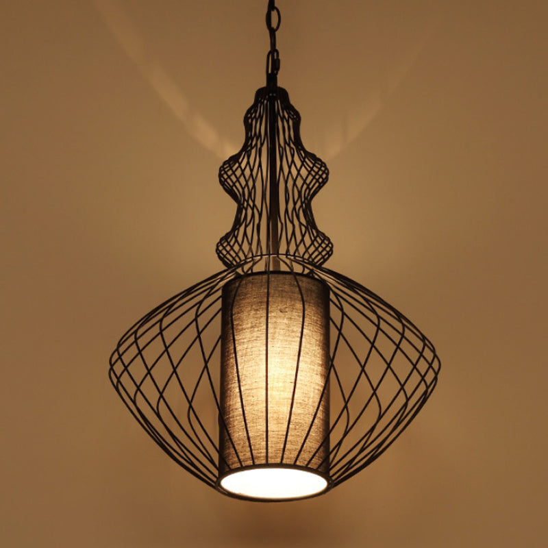 Black Oval/Gourd/Lantern Cioncant Lighting Vintage Metal 1 Luce Sala da pranzo Appednare Luce a soffitto