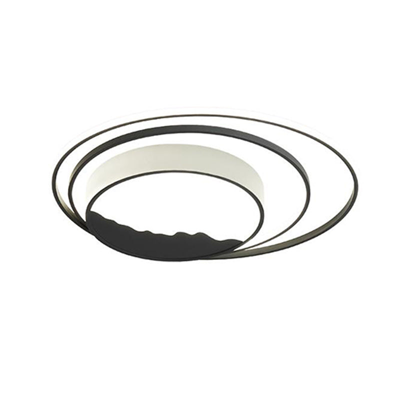 Contemporary Style Circle Ring Ceiling Flush Mount Acrylic LED Bedroom Flush-Mount Light Fixture in Grey