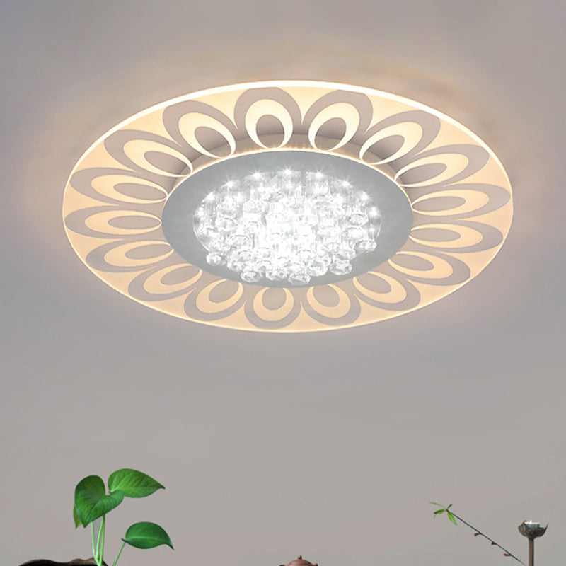 Luminaire encastré rond à LED de 16,5 "/20,5"/24,5 " W de style moderne, éclairage encastré en cristal blanc en lumière chaude/blanche/naturelle