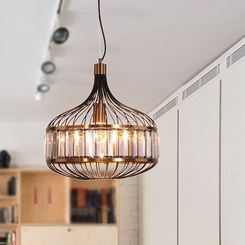 12 "/ 13" /14.5 "W Cage noire Pendentif Plafond Traditionnel 1 Bulbe Fer suspendu lampe pour le salon