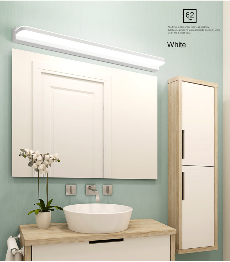 Ideas de iluminación de tocador lineal lámpara de pared de estilo moderno en múltiples vistas para el baño