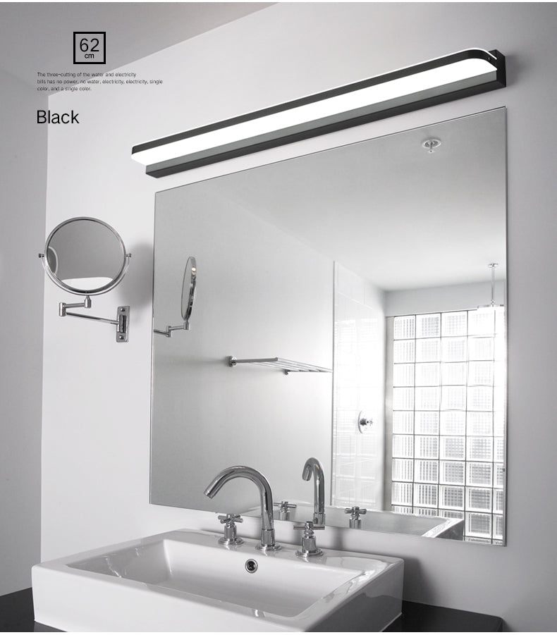 Ideas de iluminación de tocador lineal lámpara de pared de estilo moderno en múltiples vistas para el baño