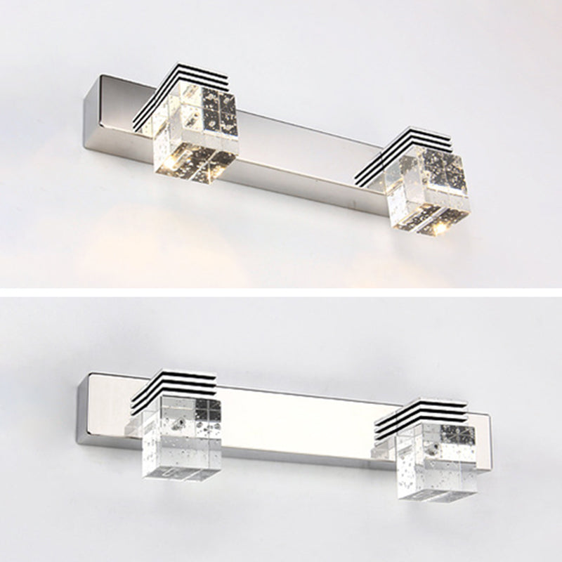 Luz de tocador de acero inoxidable lámpara de tocador de estilo moderno sombra de cristal de burbuja iluminación de pared