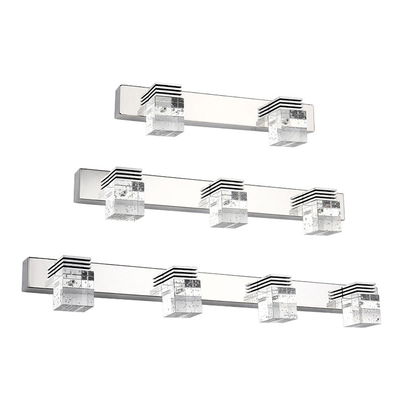 Luz de tocador de acero inoxidable lámpara de tocador de estilo moderno sombra de cristal de burbuja iluminación de pared