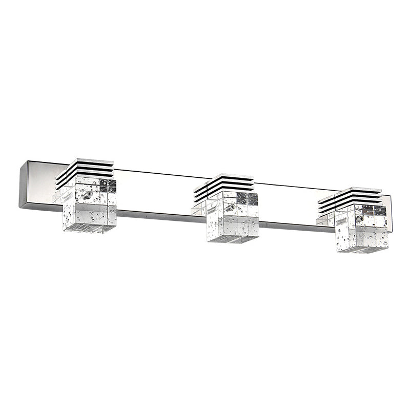 Luz de tocador de acero inoxidable lámpara de tocador de estilo moderno sombra de cristal de burbuja iluminación de pared