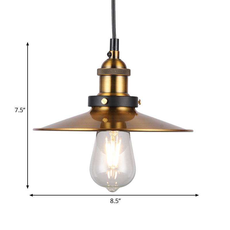 Barn Shade Metal Suspension Light Industrial Style 1 Bulb Brass Adjustable Hanging Ceiling Light