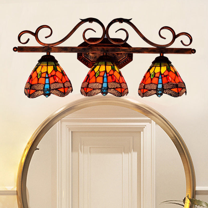 Vintage Colorful Dragonfly Vanity Light Fixtures Tiffany Style over Mirror Vanity Lights