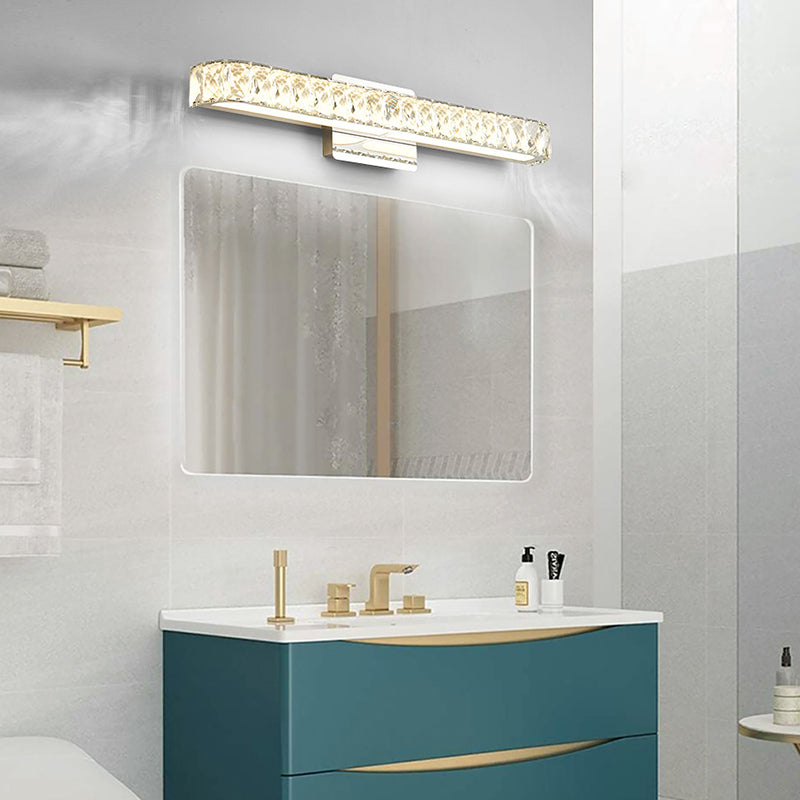 Opulento accesorio de luz de tocador de cristal con incrustaciones de tocador de estilo moderno para baño