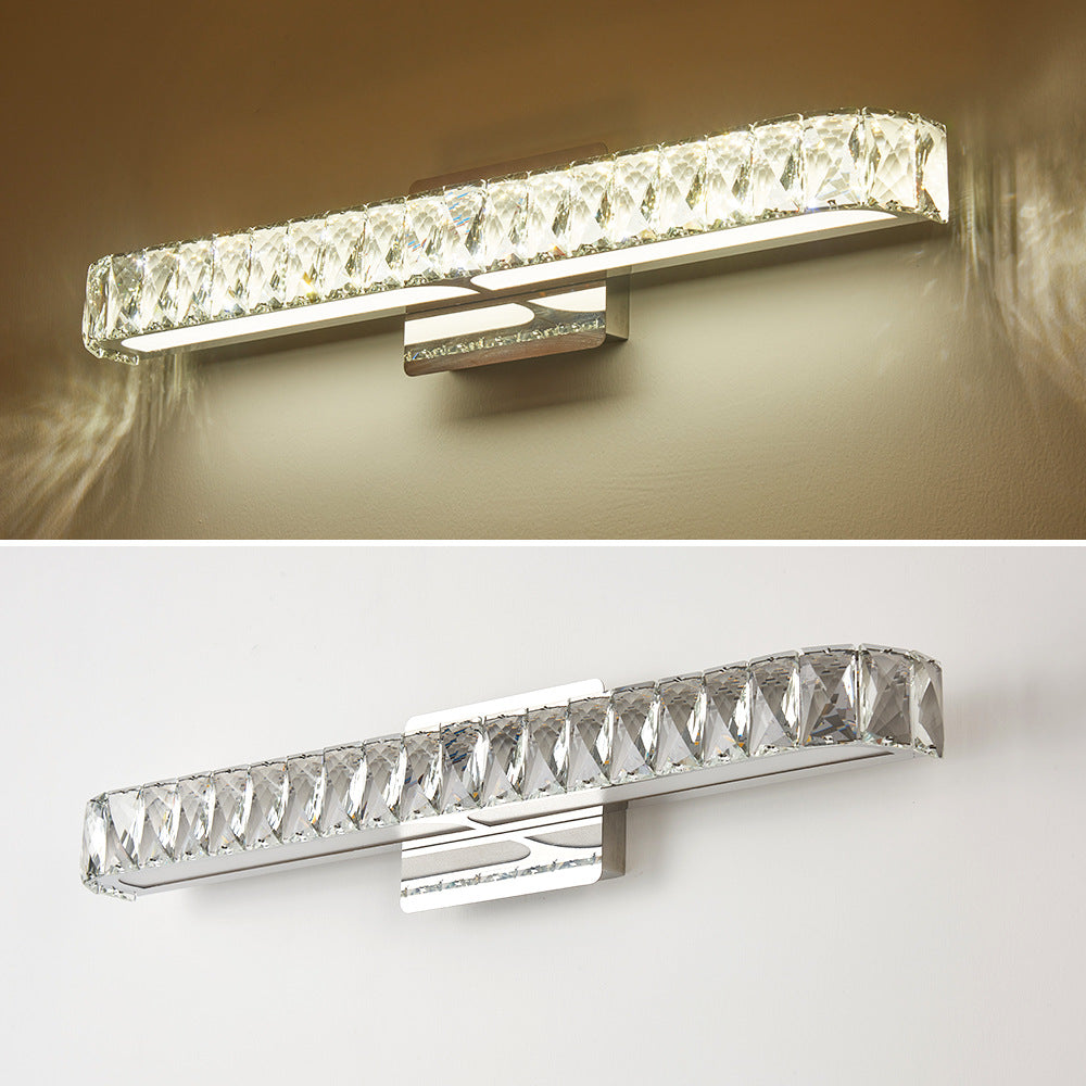 Opulento accesorio de luz de tocador de cristal con incrustaciones de tocador de estilo moderno para baño