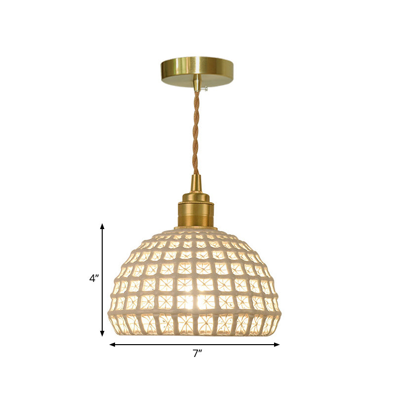 Blau/Pink Dome Suspension Lampe Vintage Stylish 1 Light Ceramic Hanging Lighting mit hohles Ausgang