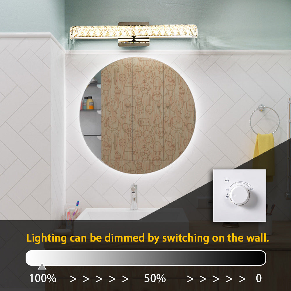 Opulento accesorio de luz de tocador de cristal con incrustaciones de tocador de estilo moderno para baño