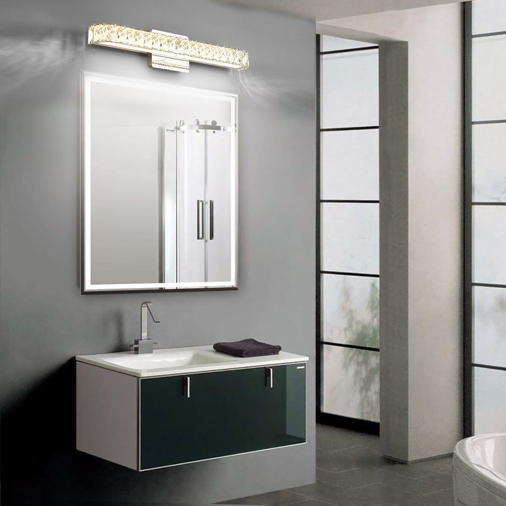 Opulento accesorio de luz de tocador de cristal con incrustaciones de tocador de estilo moderno para baño