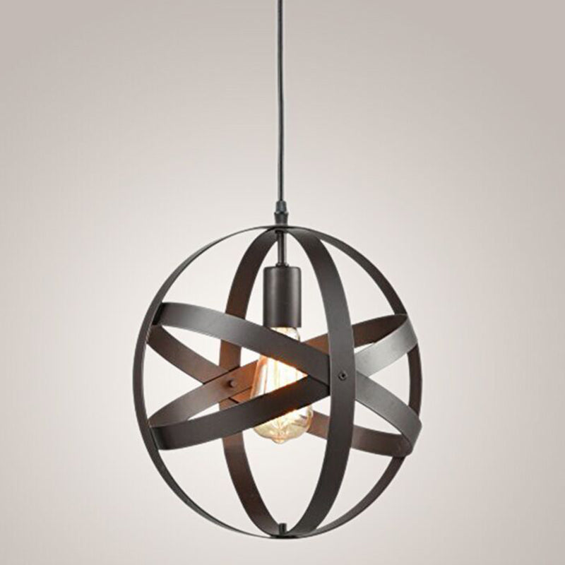 1 lumière Cage Globe Light Pendre industriel Metal Plafond Light avec cordon suspendu pour restaurant