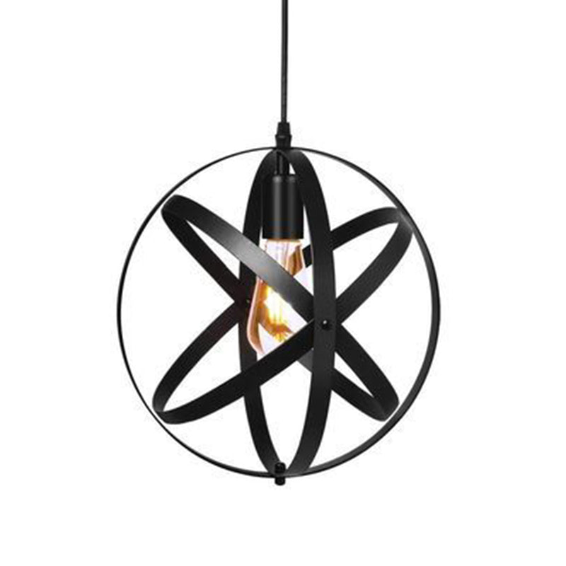 1 lumière Cage Globe Light Pendre industriel Metal Plafond Light avec cordon suspendu pour restaurant