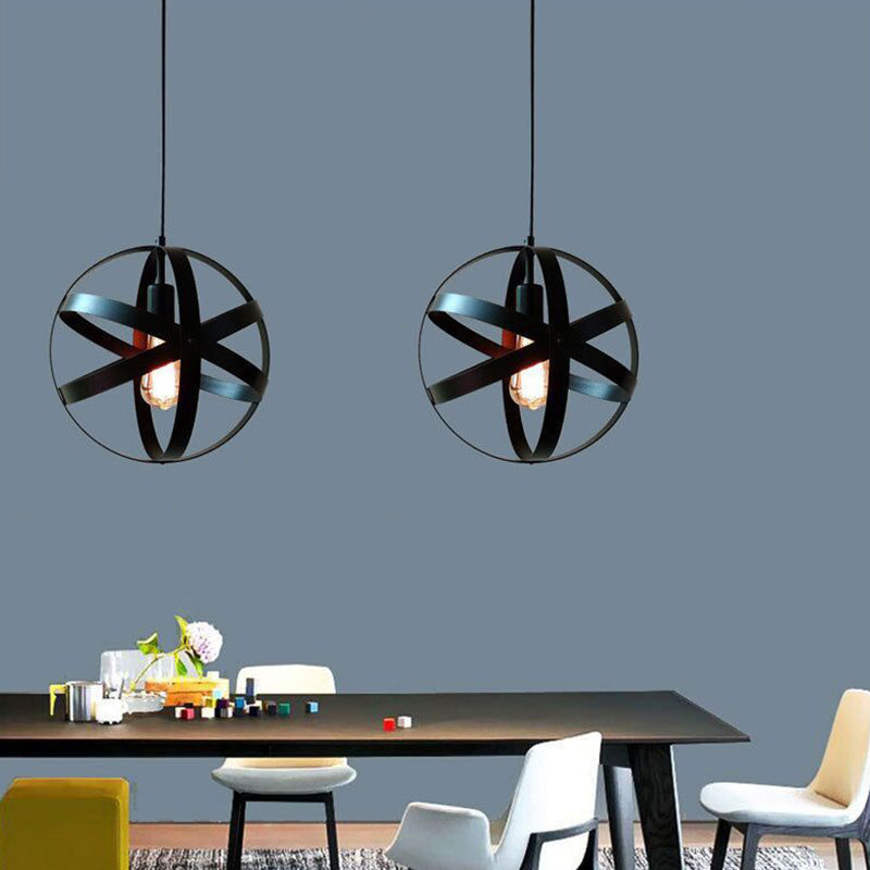 1 Light Cage Globe Pendant Light Industrial Metal Ceiling Light with Hanging Cord for Restaurant