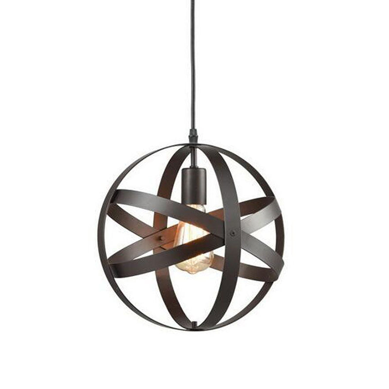 1 Light Cage Globe Pendant Light Industrial Metal Ceiling Light with Hanging Cord for Restaurant