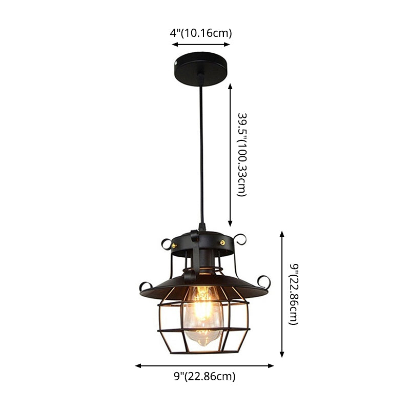 1 Light Cage Hanging Lights Retro Industrial Metal Ceiling Fixture for Coffee Shop