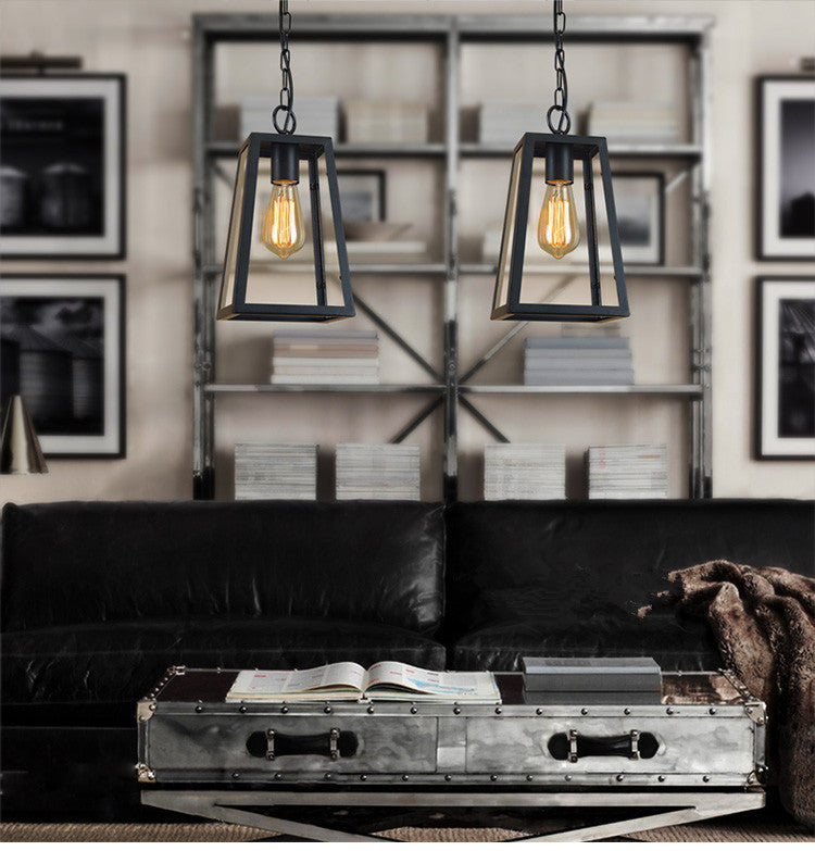 1 Light Trapezoid Ceiling Pendant Creative Industrial Style Metal Pendant for Restaurant