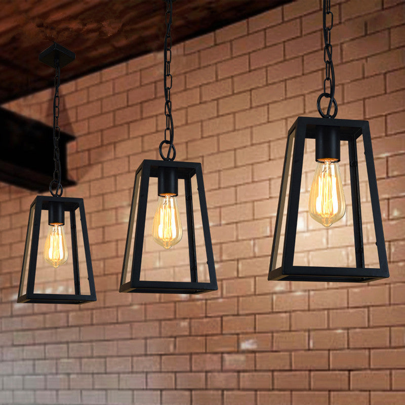 1 Light Trapezoid Ceiling Pendant Creative Industrial Style Metal Pendant for Restaurant