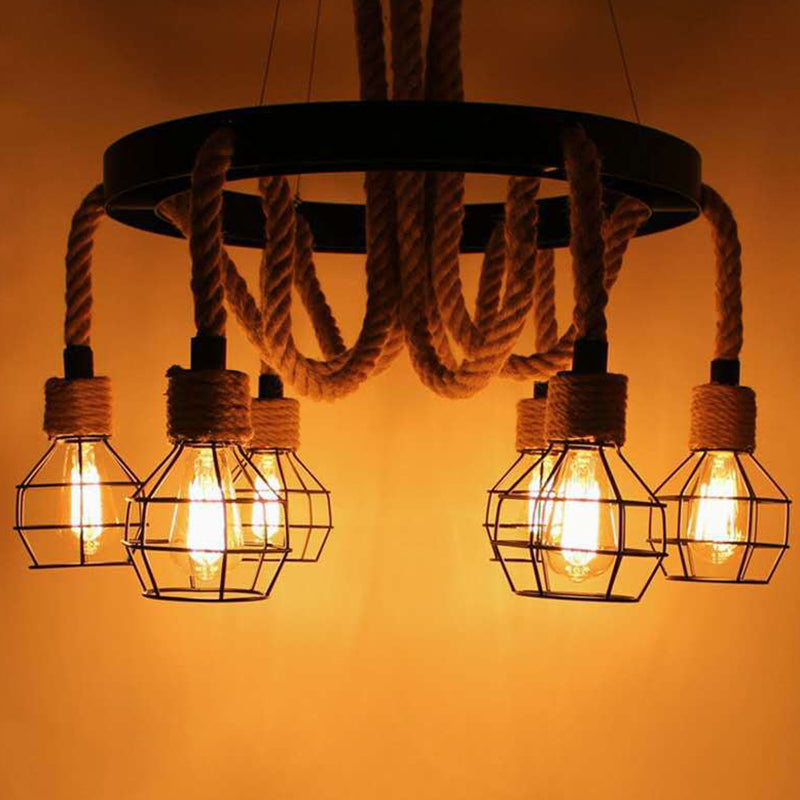 Cage Multi Drop Light Adats Industrial Metal Impiccing a sospensione per il ristorante