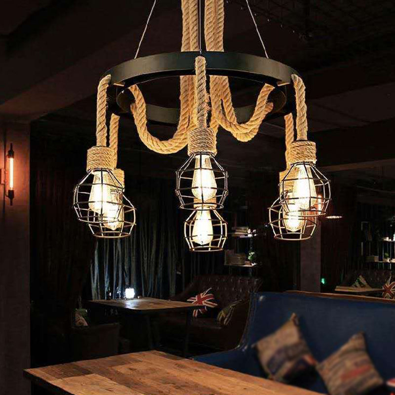 Cage Multi Drop Light Adats Industrial Metal Impiccing a sospensione per il ristorante