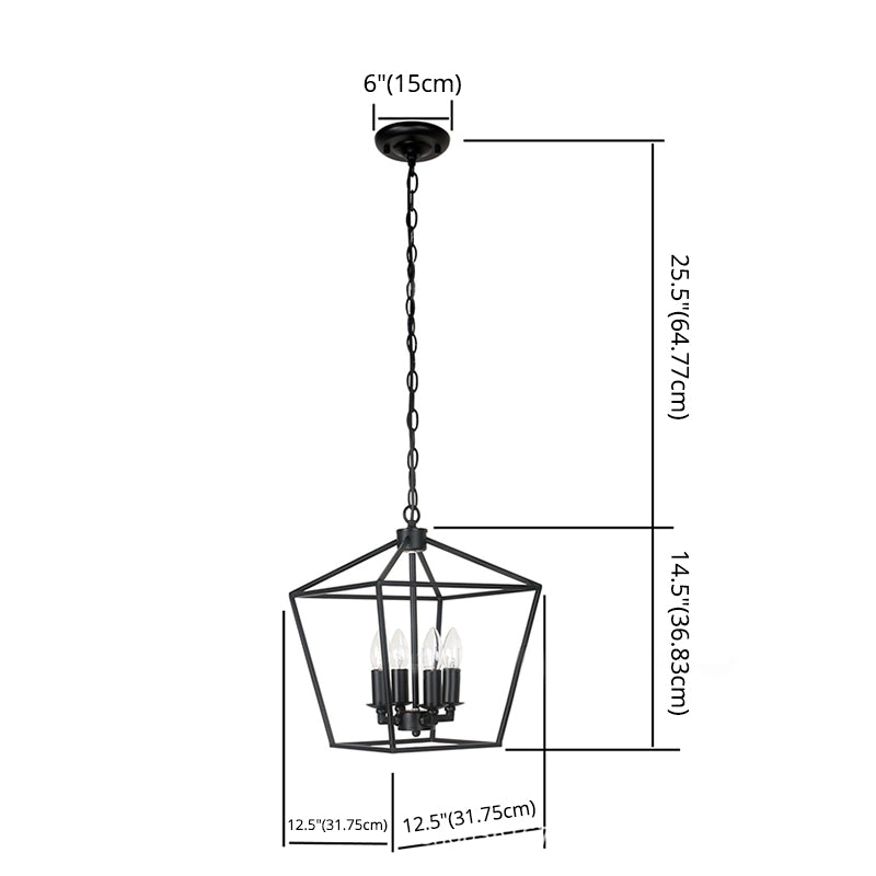 4 Lichter Geometrische Multi -Anhänger Retro Industrial Style Metal Multi -Drop -Deckenlichter für das Restaurant