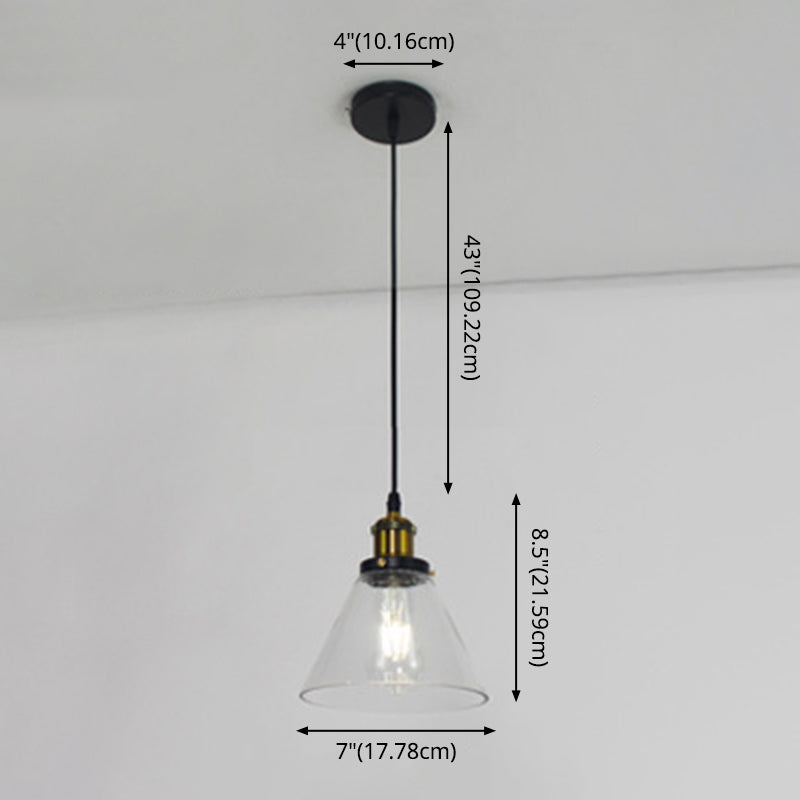 1 Light Ceiling Light Retro Industrial Style Glass Ceiling Fixture for Restaurant