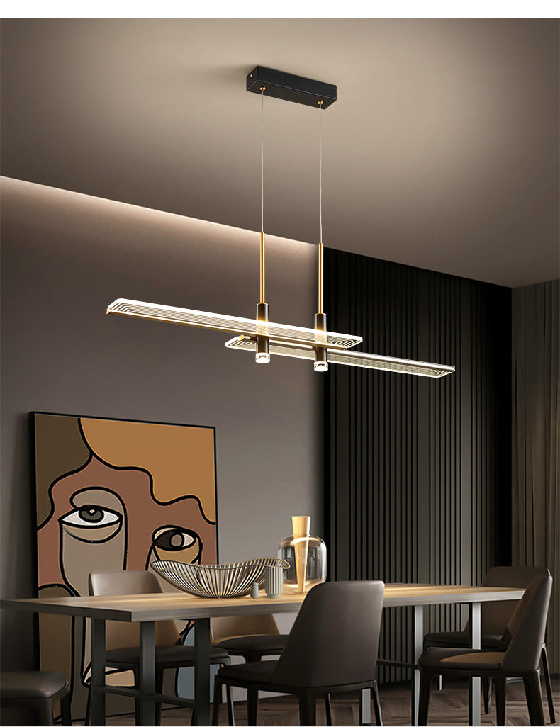 Panneau de panneau rectangulaire suspension de luminaire à LED noire acrylique moderne pour le salon