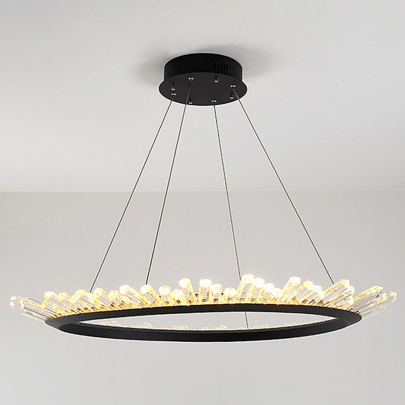 Chandelier LED minimaliste Crystal Stick Stick Room Hanging Light en noir