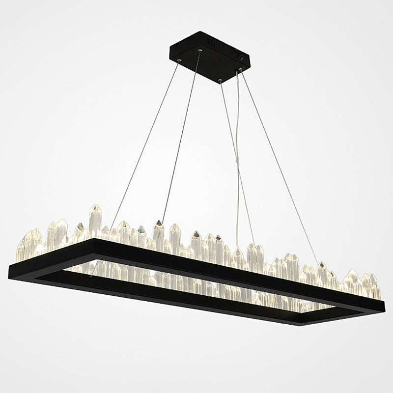 Chandelier LED minimaliste Crystal Stick Stick Room Hanging Light en noir