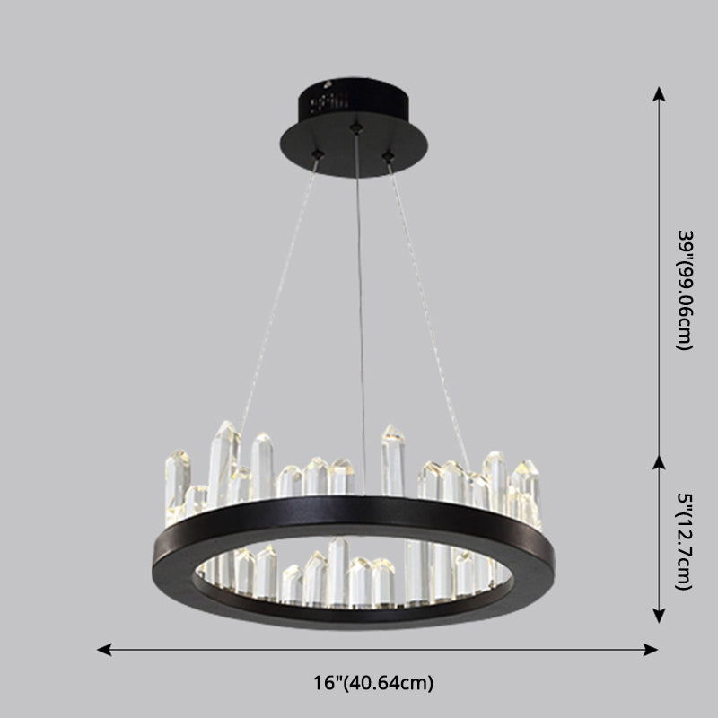 Chandelier LED minimaliste Crystal Stick Stick Room Hanging Light en noir