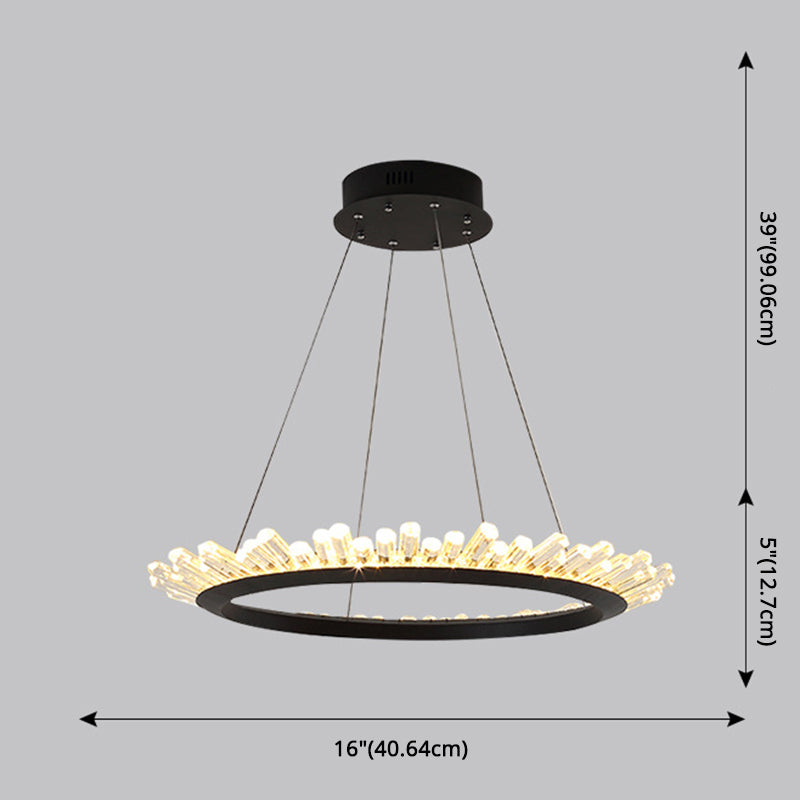 Chandelier LED minimaliste Crystal Stick Stick Room Hanging Light en noir