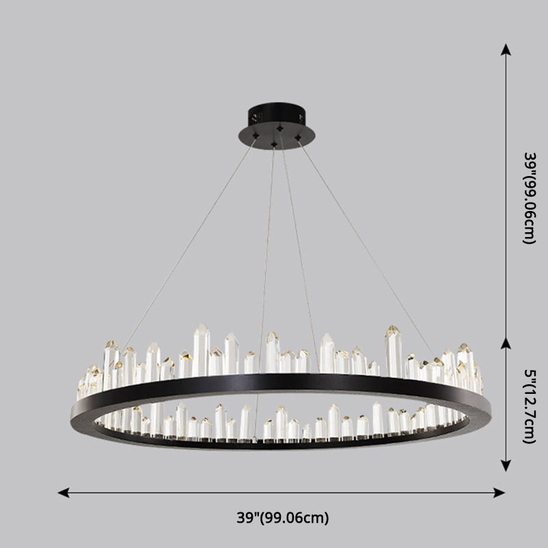 Chandelier LED minimaliste Crystal Stick Stick Room Hanging Light en noir