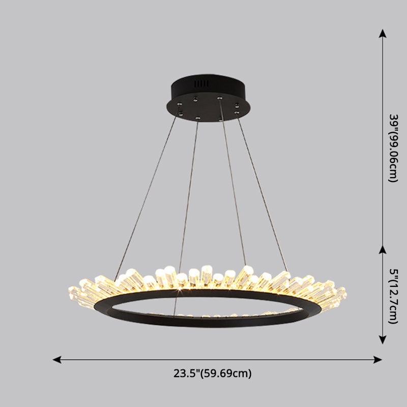 Chandelier LED minimaliste Crystal Stick Stick Room Hanging Light en noir