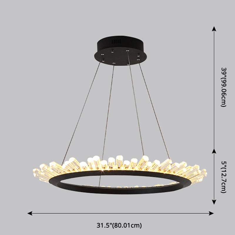 Chandelier LED minimaliste Crystal Stick Stick Room Hanging Light en noir