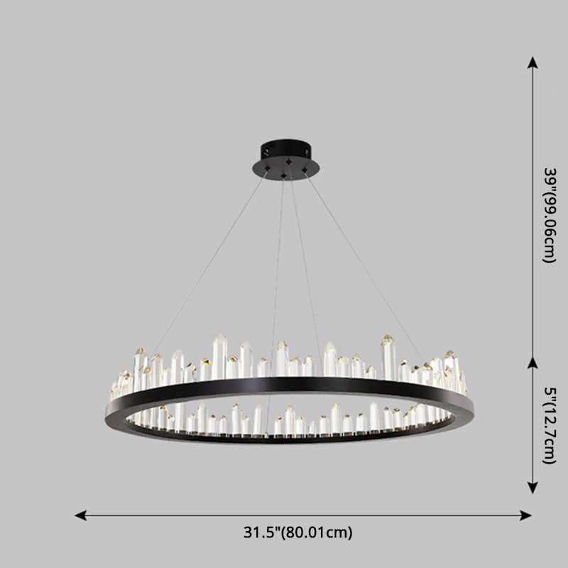 Chandelier LED minimaliste Crystal Stick Stick Room Hanging Light en noir