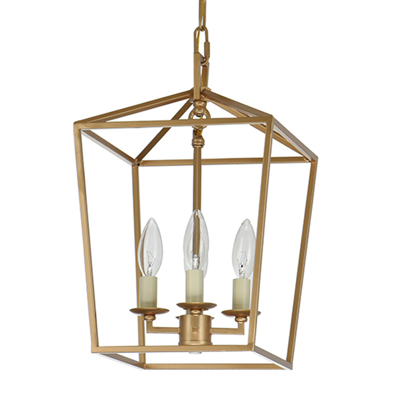 4-Light Cage Pendant Lighting Industrial Metal Hanging Chandelier with Candle Design