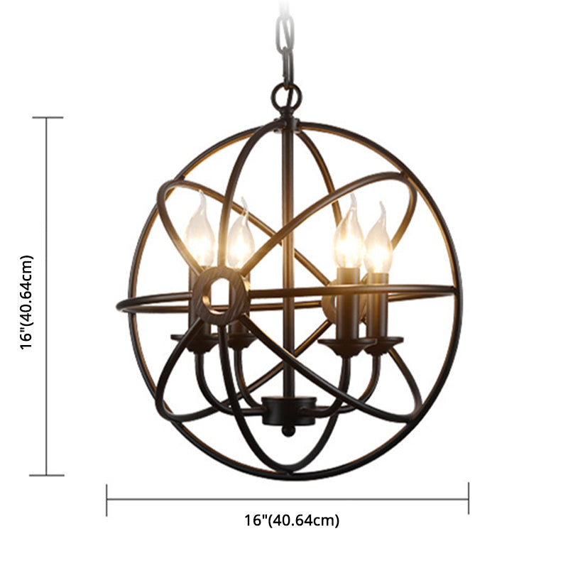 4 Lights Metal Caged Pendant Industrial Interlinked Rings Living Room Chandelier Light