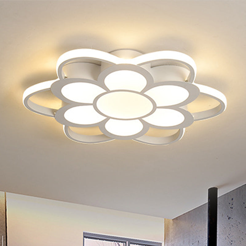 20.5 "/27" /31.5 " W LED kristal flush licht eenvoudig wit bloemen Woonkamer Flush Mount Lamp in Warm/White/3 Color Light