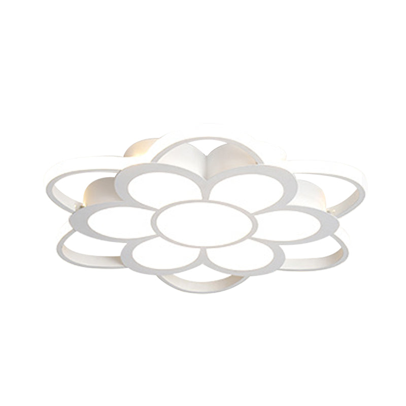 20.5"/27"/31.5" W LED Crystal Flush Light Simple White Floral Living Room Flush Mount Lamp in Warm/White/3 Color Light