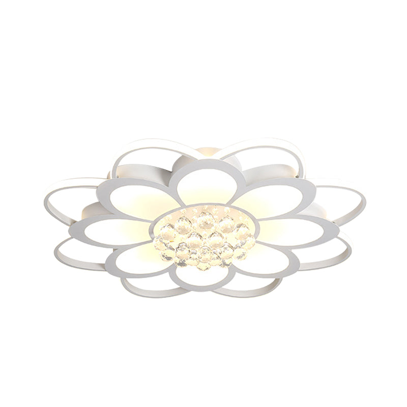 20.5 "/27" /31.5 " W LED kristal flush licht eenvoudig wit bloemen Woonkamer Flush Mount Lamp in Warm/White/3 Color Light