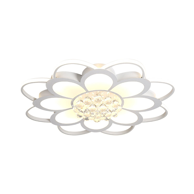 20.5 "/27" /31.5 " W LED kristal flush licht eenvoudig wit bloemen Woonkamer Flush Mount Lamp in Warm/White/3 Color Light