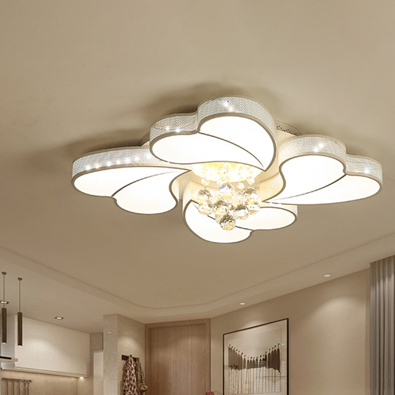 20.5 "/24.5 "/28.5" W LED Flower-Shaped Flush Light Fixture Semplice Cristallo Bianco Flush Mount Illuminazione per Soggiorno in Bianco/3 Colore Luce