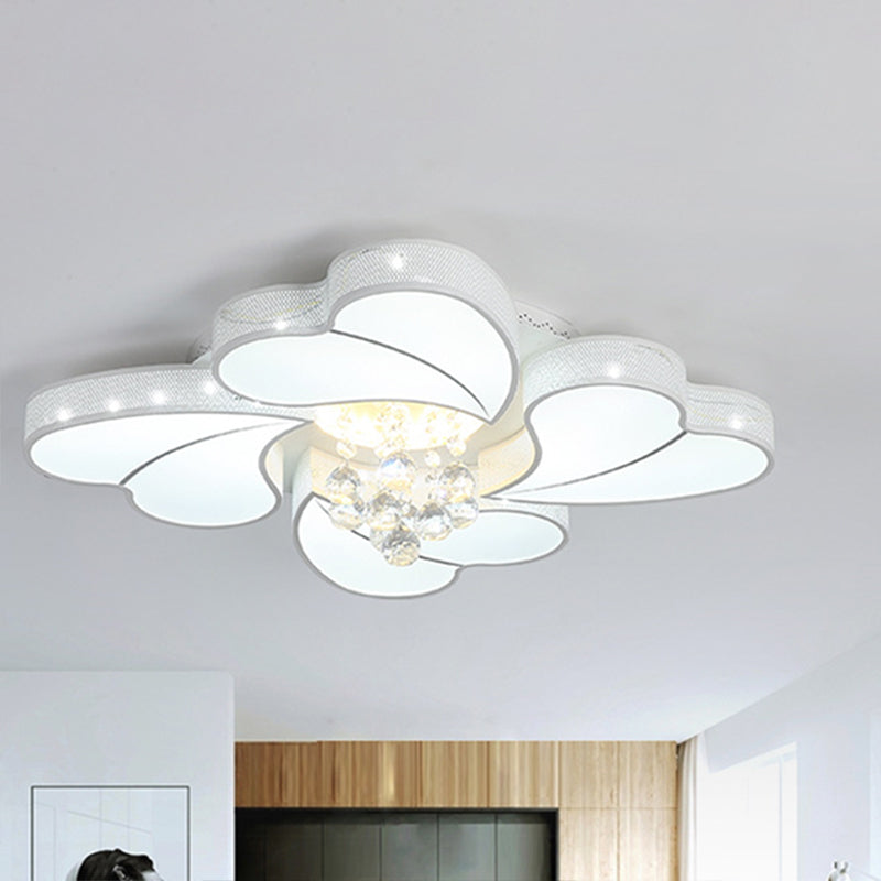 20.5 "/24.5 "/28.5" W LED Flower-Shaped Flush Light Fixture Semplice Cristallo Bianco Flush Mount Illuminazione per Soggiorno in Bianco/3 Colore Luce