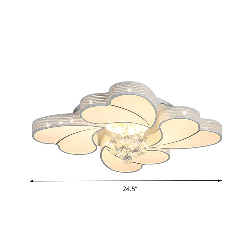 20.5 "/24.5 "/28.5" W LED Flower-Shaped Flush Light Fixture Semplice Cristallo Bianco Flush Mount Illuminazione per Soggiorno in Bianco/3 Colore Luce