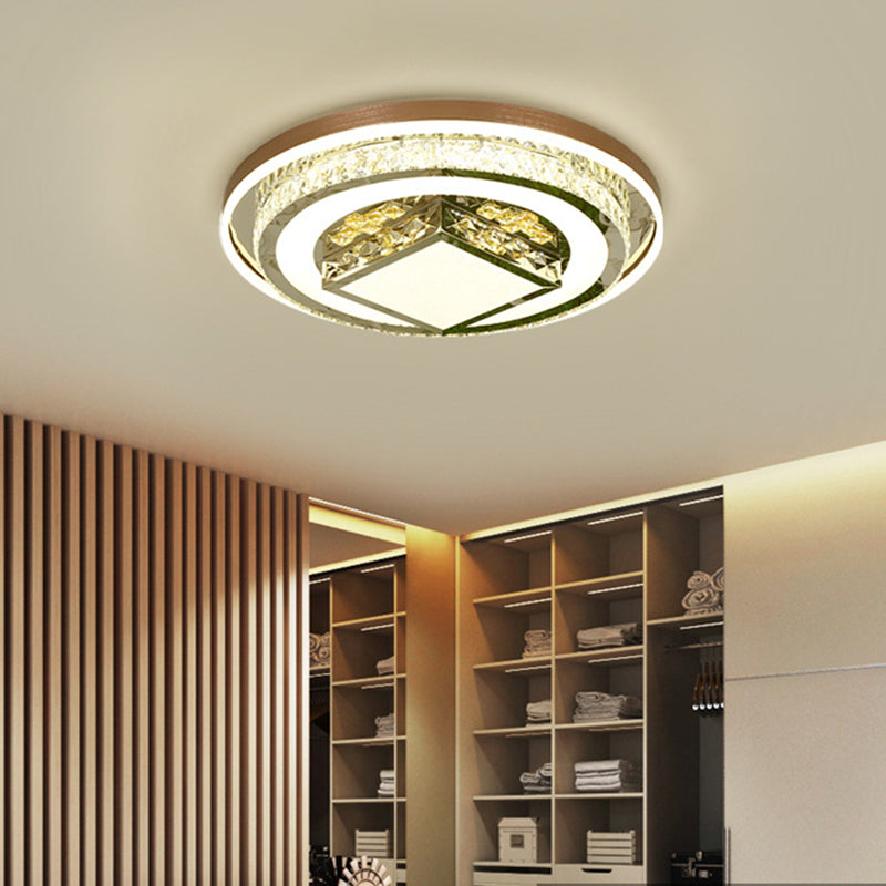 Rotondo/rettangolo cristallo lampada da incasso semplice 23.5 "/31.5 "/37.5" W LED Soggiorno soffitto fisso in bianco