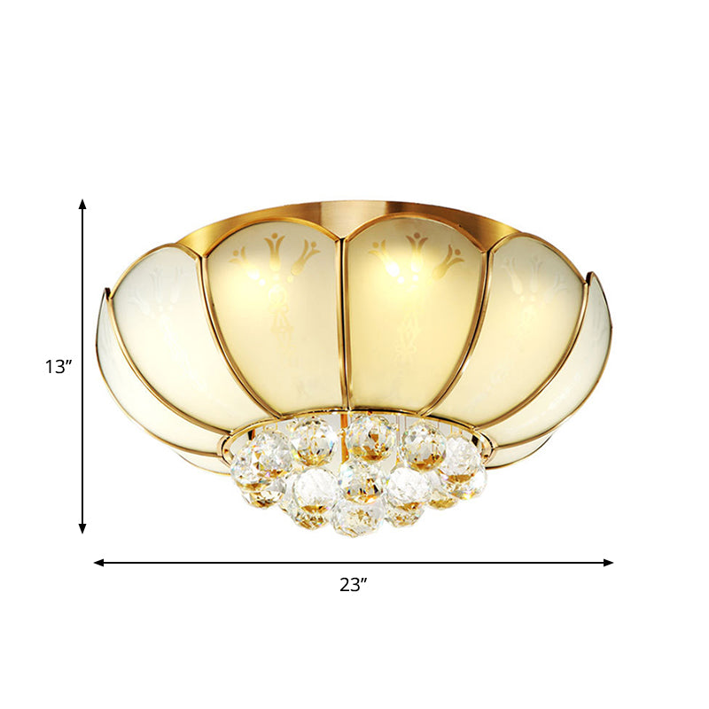 Wit glazen bloem inbouwlamp modernistische 4/6 lampen woonkamer plafondlamp met kristallen bol kruisbloem